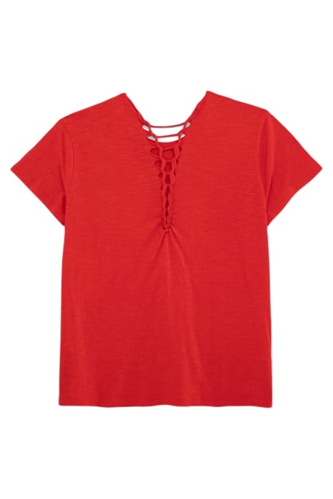 POPPY RED T-SHIRT WITH LACED BACK 5