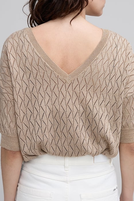 CAMEL OPENWORK T-SHIRT 4