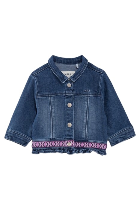 BABY GIRLS’ BLUE DENIM JACKET WITH EMBROIDERED BACK 1