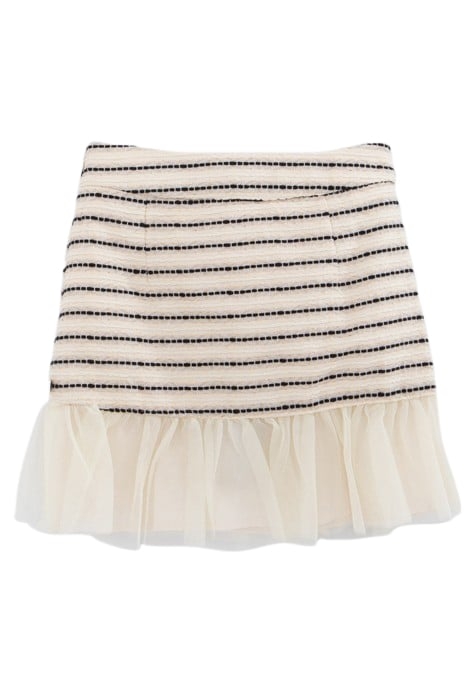 GIRLS’ ECRU SKIRT WITH STRIPED JACQUARD MOTIF 2