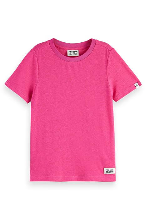 SHORT-SLEEVED T-SHIRT IN LINEN BLEND FLAMINGO by Scotch & Soda