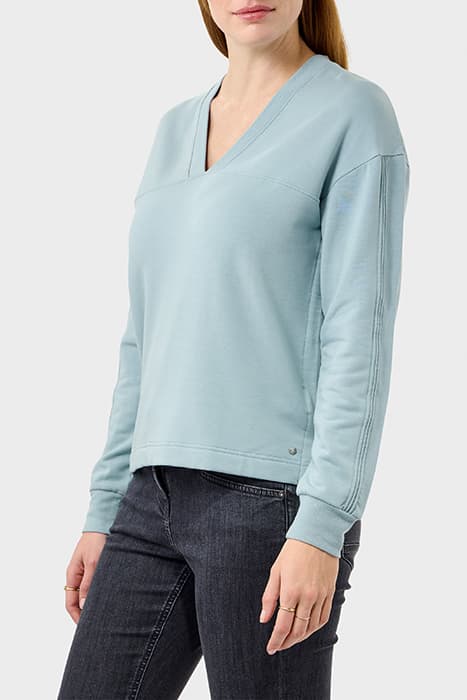 SWEATSHIRT MET V-HALS STONE BLUE by Sandwich