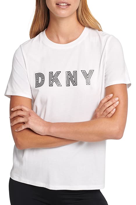 STRIPE LOGO CREW NEC WHITE by DKNY