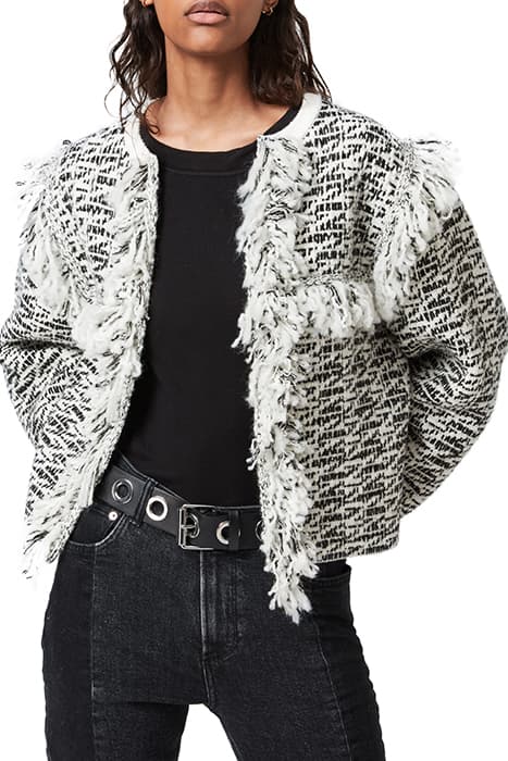 ASHLEY TASSEL JACKET BLACK/CHALK WHITE by AllSaints