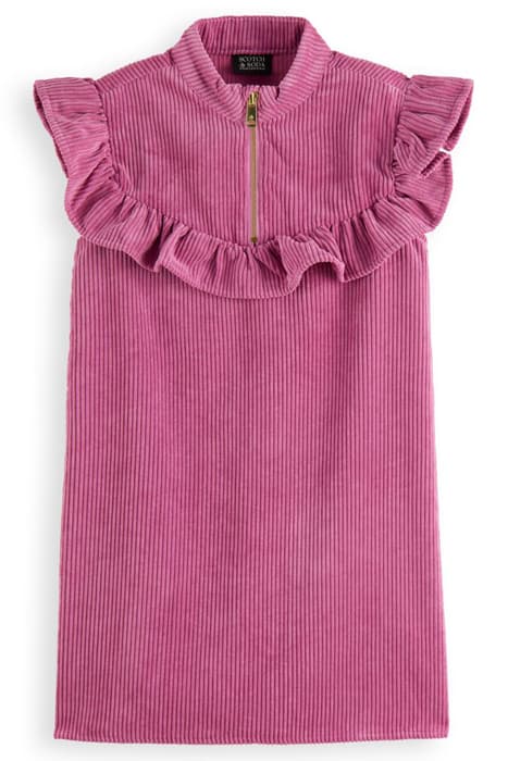 RUFFLE-YOKE SLEEVELESS CORDUROY DRESS ORCHID by Scotch & Soda