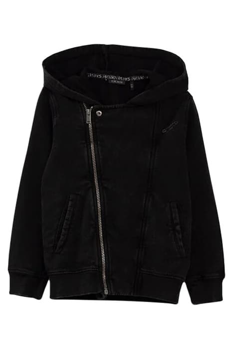 BOYS’ BLACK SWEATSHIRT FABRIC BIKER-STYLE CARDIGAN BLACK by IKKS