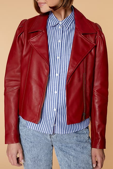 DEVIN - TERRACOTTA LEATHER BIKER JACKET by ONE STEP