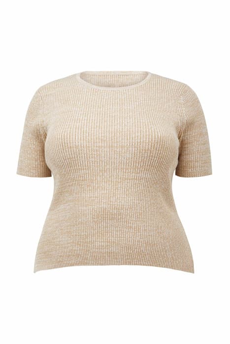 AUDREY CURVE CREW NECK KNIT TEE LATTE SPACE DYE by Forever New