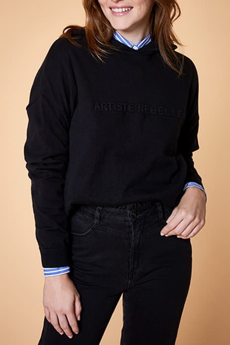 TWIN - BLACK KNITTED JUMPER WITH EMBOSSED MESSAGE by ONE STEP