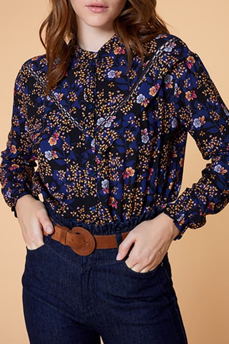 COSMOS - 70'S NAVY FLORAL PRINT SHIRT by ONE STEP