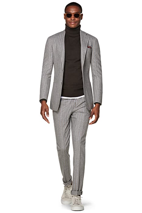 GREY STRIPED DRAWSTRING AMES TROUSERS by Suitsupply