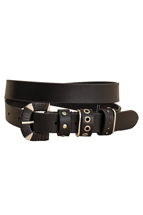 BLACK 5-BELT LOOP LEATHER BELT by ICODE