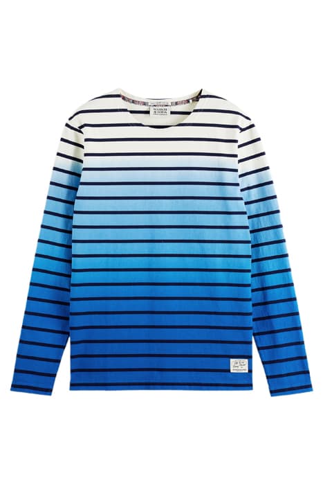 DIP DYE LONGSLEEVE TEE WHITE/BLUE STRIPE by Scotch & Soda