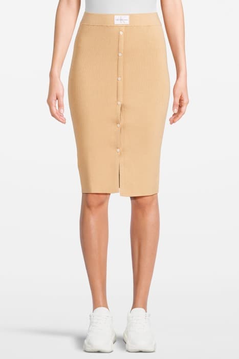 BADGE KNITTED SKIRT TAWNY SAND by Calvin Klein