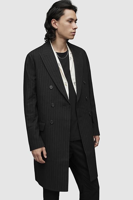 BROCK PINSTRIPE COAT BLACK by AllSaints