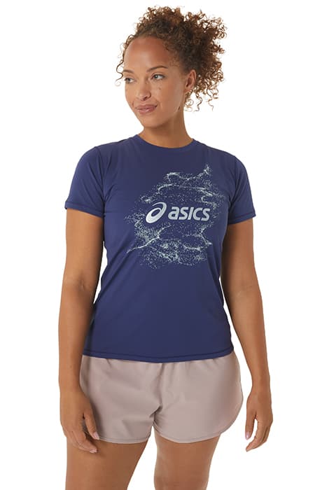 NAGINO GRAPHIC RUN SS TOP INDIGO BLUE by ASICS