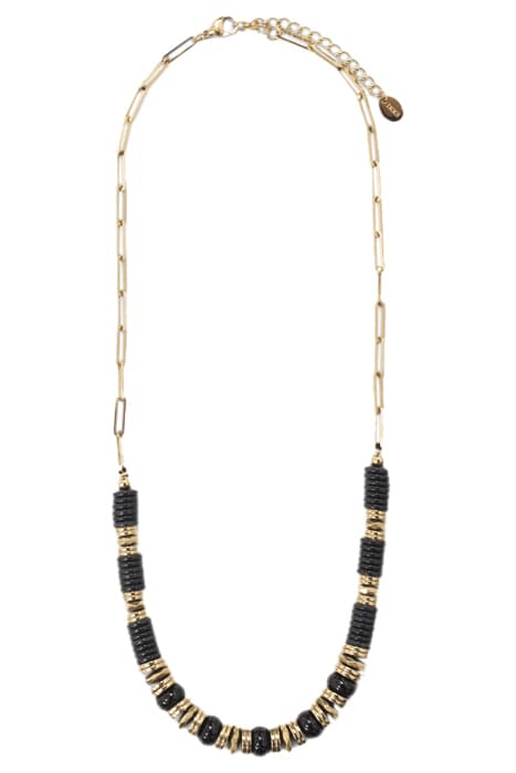 BLACK AND GOLD-TONE HEISHI BEAD CHOKER NECKLACE by IKKS