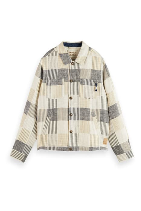 LINEN-BLEND JACQUARD CHECK OVERSHIRT BLUE CHECK by Scotch & Soda