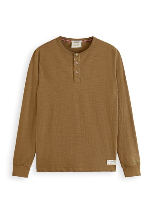 SLUB JERSEY GRANDAD LONGSLEEVE T-SHIRT KHAKI by Scotch & Soda