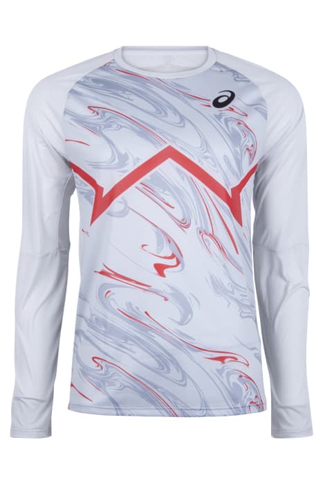 MEN CJ-LINE LIGHT LONG SLEEVE TOP GLACIER GREY/ELECTRIC RED by ASICS