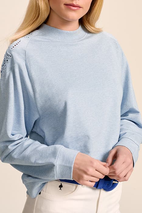 MUKKI - BLUE CHAMBRAY FLEECE SWEATSHIRT WITH EMBROIDERY by ONE STEP