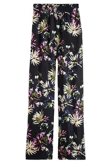 GIA - MID RISE WIDE LEG PRINTED SILKY TROUSERS ASTER BLACK by Scotch & Soda