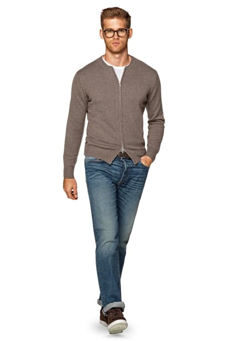 ZIP CARDIGAN TAUPE TAUPE by Suitsupply