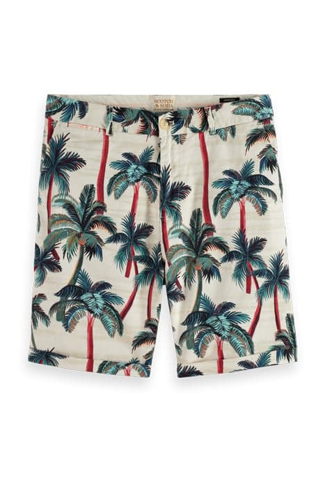 STUART- PRINTED PIMA COTTON CHINO SHORT OFFWHITE PALMTREES A by Scotch & Soda