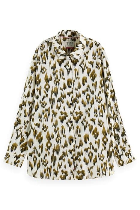 OVERSIZED SHIRT WITH PRINT BRUSHED IKAT ARMY GREEN by Scotch & Soda