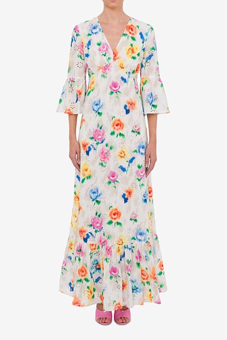 DRESS IN FLOWER CHINÉ BRODERIE ANGLAISE MULTICOLOR by Moschino