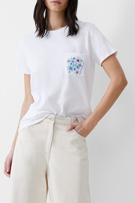 FC FLOWER EMBROIDERED TEE WHITE by French Connection