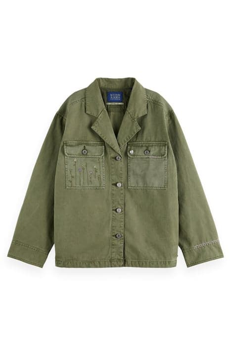 GARMENT DYED 100% ORGANIC COTTON TWILL WORKWEAR JACKET MILIT by Scotch & Soda