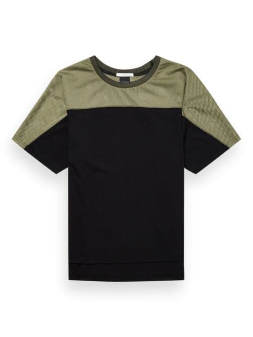 CLUB NOMADE SPORTY TEE WITH MESH COLOURBLOCK BLACK by Scotch & Soda