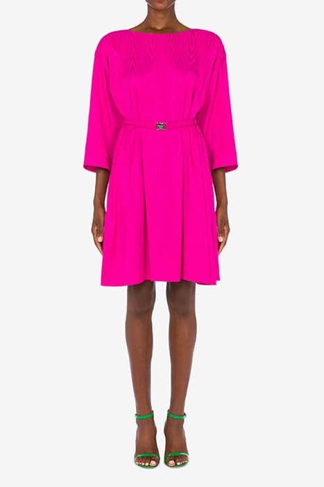 SAFETY BELT FLUID MOIRÉ MIDI DRESS PINK by Moschino