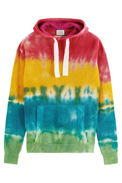 TIE-DYED RIB KNITTED COTTON HOODIE MULTICOLOUR TIE DYE by Scotch & Soda