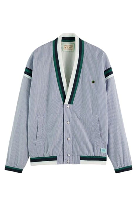 POPLIN TENNIS CARDIGAN WHITE/BLUE STRIPE by Scotch & Soda