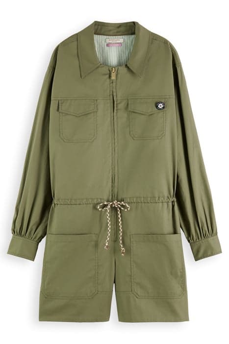 SHORT MILITARY JUMPSUIT IN ORGANIC COTTON OLIVE GREEN by Scotch & Soda