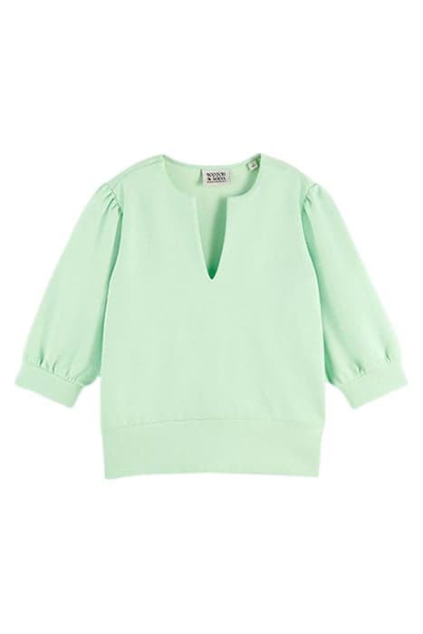 VOLUMINOUS SLEEVED V-NECK SWEAT GREEN ASH by Scotch & Soda