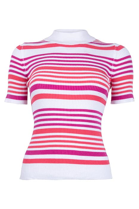 STRIPE TURTLE RIB KNIT WHITE/CAM/WILD ROSA by French Connection