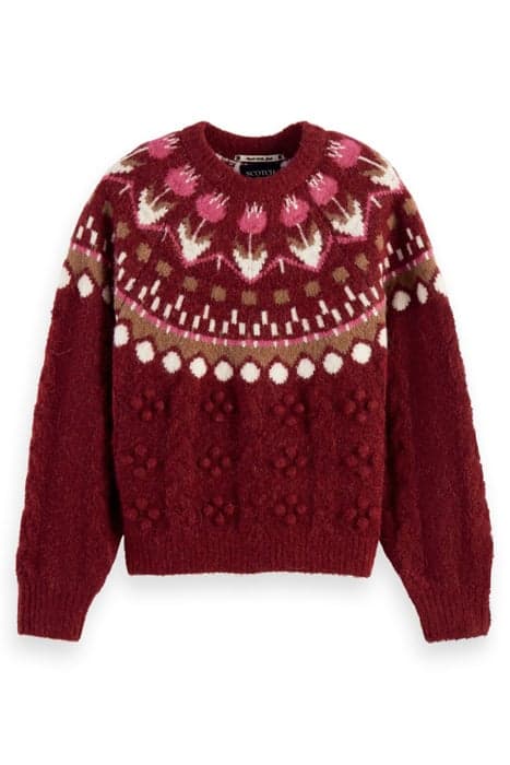 TULIP FAIR ISLE CABLE PULLOVER DEEP RASPBERRY by Scotch & Soda