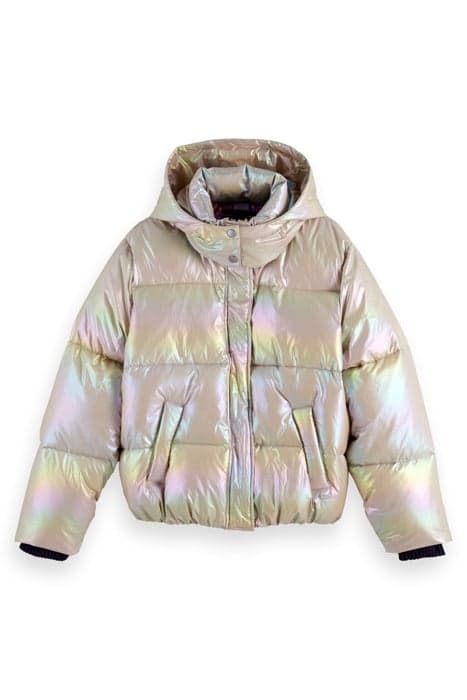 TECHNICAL PUFFER JACKET WITH DETACHABLE HOOD SILVER METALLIC by Scotch & Soda