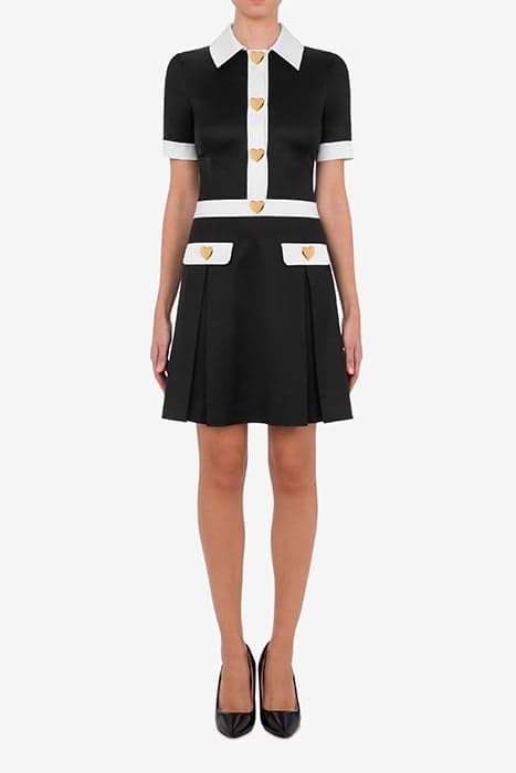 HEART BUTTONS STRETCH SATIN DRESS BLACK by Moschino