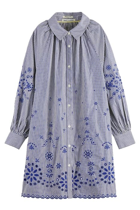 STRIPED SHIRT DRESS WITH EMBROIDERY IN ORGANIC COTTON FISHER by Scotch & Soda