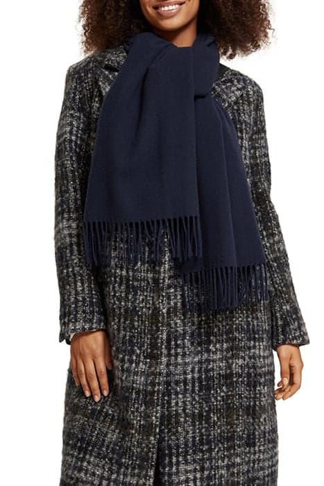 VIRGIN WOOL FRINGED WOVEN SCARF NIGHT by Scotch & Soda