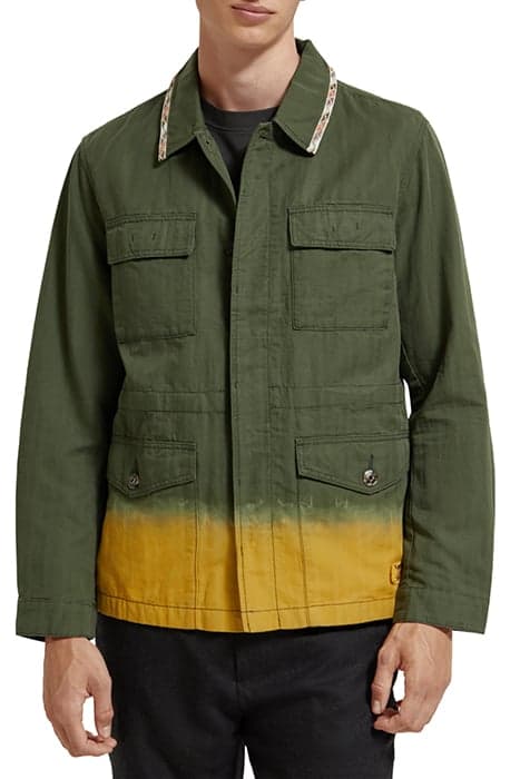 UNLINED COTTON FIELD JACKET WITH BACK PRINT FIELD GREEN by Scotch & Soda