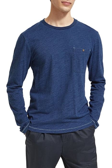 INDIGO LONG SLEEVE T-SHIRT IN ORGANIC COTTON by Scotch & Soda