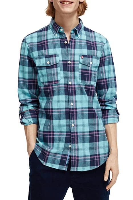 LIGHTWEIGHT FLANNEL CHECK SHIRT STEEL TOPAZ CHECK by Scotch & Soda