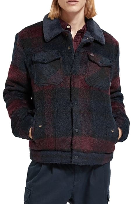 JACQUARD TRUCKER JACKET WITH TEDDY COLLAR BORDEAUX NIGHT CHE by Scotch & Soda