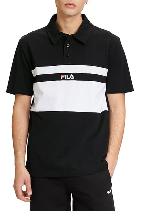 LESHAN BLOCKED POLO SHIRT BLACK-BRIGHT WHITE by FILA