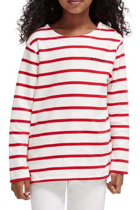 LONG-SLEEVED YARN-DYED STRIPE T-SHIRT AMP RED by Scotch & Soda